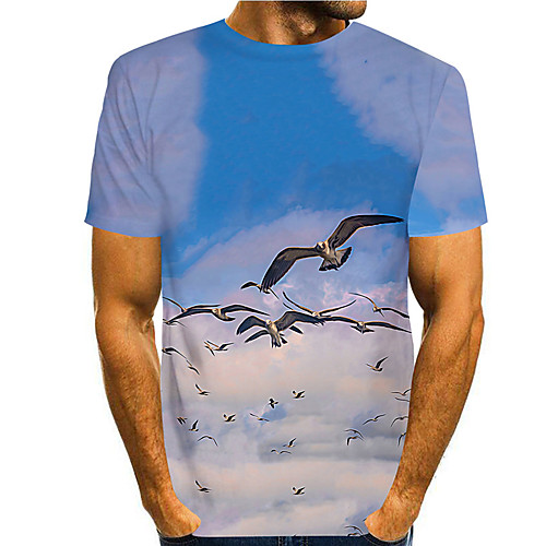 

Men's Tee T shirt 3D Print Graphic Prints Bird Print Short Sleeve Daily Tops Casual Designer Big and Tall Blue