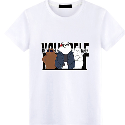 

Men's Unisex Tee T shirt Hot Stamping Graphic Prints Bear Letter Plus Size Short Sleeve Casual Tops 100% Cotton Basic Vintage Designer Big and Tall White Black Red