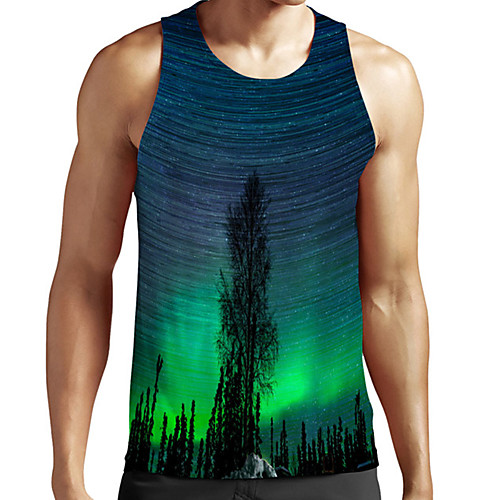 

Men's Unisex Tank Top Undershirt 3D Print Graphic Prints Tree Plus Size Print Sleeveless Casual Tops Basic Fashion Designer Breathable Blue