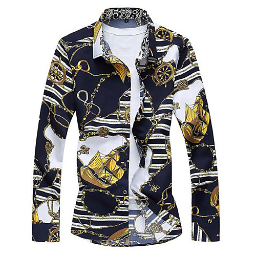 

Men's Shirt Graphic Long Sleeve Casual Tops Simple A B C