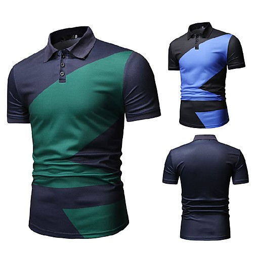 

Men's Golf Shirt Tennis Shirt Other Prints Color Block Short Sleeve Casual Tops Casual Blue Green / Summer
