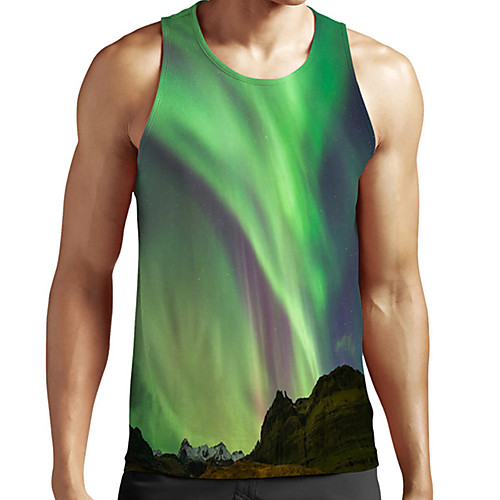 

Men's Unisex Tank Top Undershirt 3D Print Scenery Graphic Prints Plus Size Print Sleeveless Casual Tops Basic Fashion Designer Breathable Green