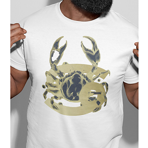 

Men's Unisex Tee T shirt Hot Stamping Graphic Prints Animal Plus Size Print Short Sleeve Casual Tops Cotton Basic Fashion Designer Big and Tall White