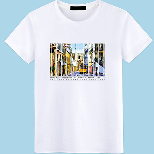 

Men's Unisex Tee T shirt Hot Stamping Graphic Prints City Landscape Plus Size Short Sleeve Casual Tops 100% Cotton Basic Vintage Designer Big and Tall White Black Red