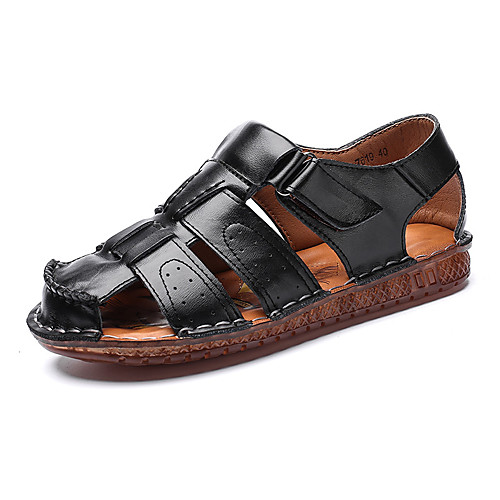 

Men's Sandals Flat Sandals Fishermen sandals Beach Daily PU Breathable Light Brown Dark Brown Black Spring Summer
