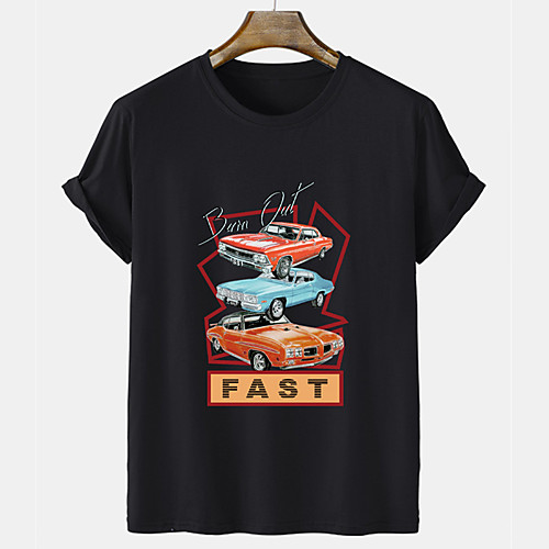 

Men's Unisex Tee T shirt Hot Stamping Graphic Prints Car Letter Short Sleeve Casual Tops 100% Cotton Basic Fashion Designer Comfortable White Black Gray