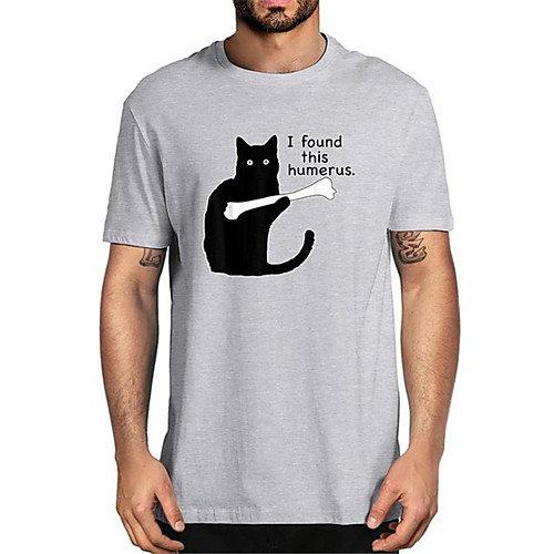 

Men's Unisex Tee T shirt Shirt Hot Stamping Cat Graphic Prints Animal Plus Size Print Short Sleeve Casual Tops Cotton Basic Fashion Designer Big and Tall Round Neck White Wine Black / Summer
