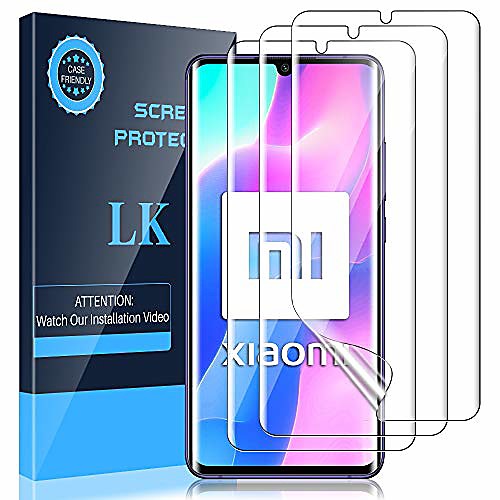

lk 3 pieces protective film for xiaomi note 10 lite, xiaomi note 10 lite film, [fingerprint id support] [bubble free] clear hd soft tpu screen protector