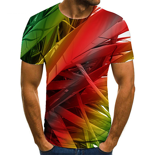 

Men's Unisex Tee T shirt 3D Print Graphic Prints Leaves Plus Size Print Short Sleeve Casual Tops Basic Fashion Designer Big and Tall Red