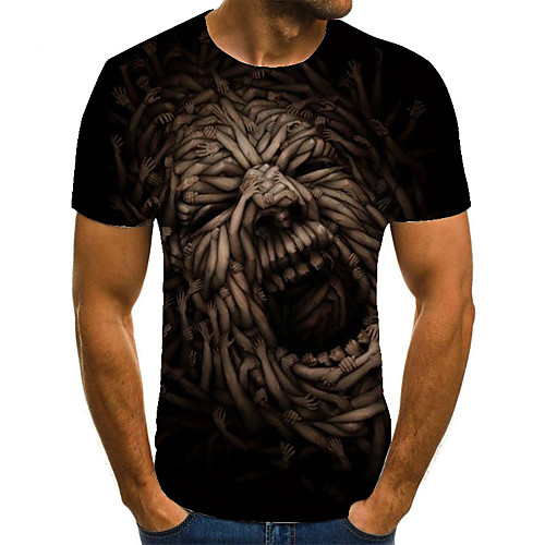 

Men's Unisex Tee T shirt 3D Print Graphic Prints Monster Plus Size Print Short Sleeve Casual Tops Basic Fashion Designer Big and Tall Black