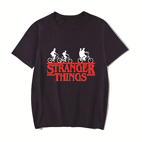 

Men's Unisex Tee T shirt Hot Stamping Anime Graphic Prints Plus Size Stranger Things Print Short Sleeve Casual Tops Cotton Basic Designer Big and Tall White Black Red