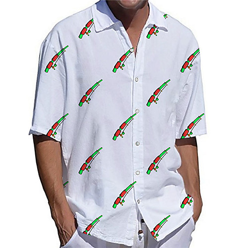 

Men's Shirt 3D Print Graphic Prints Plus Size 3D Print Button-Down Short Sleeve Casual Tops Casual Fashion Streetwear Breathable White / Sports