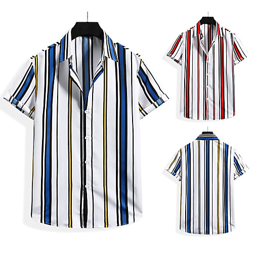 

Men's Shirt Other Prints Graphic Prints Print Short Sleeve Casual Tops Boho Blue Red