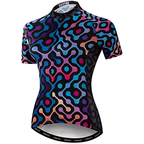 

21Grams Women's Short Sleeve Cycling Jersey Summer Spandex Polyester Blue Discovery Bike Jersey Top Mountain Bike MTB Road Bike Cycling Quick Dry Moisture Wicking Breathable Sports Clothing Apparel