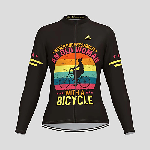 

21Grams Women's Long Sleeve Cycling Jersey Summer Spandex Polyester Coffee Rainbow Retro Bike Jersey Top Mountain Bike MTB Road Bike Cycling Quick Dry Moisture Wicking Breathable Sports Clothing