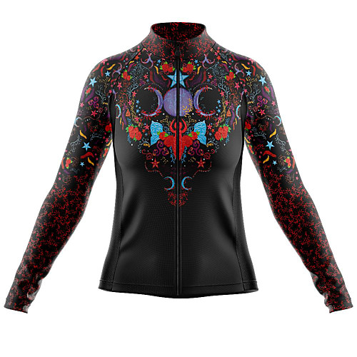 

21Grams Women's Long Sleeve Cycling Jersey Spandex Polyester Black Sugar Skull Skull Bike Jersey Top Mountain Bike MTB Road Bike Cycling Quick Dry Moisture Wicking Breathable Sports Clothing Apparel