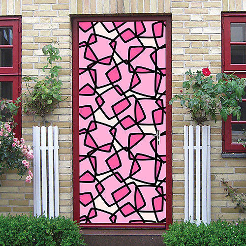 

2pcs Self-adhesive Creative Pink Geometric Door Stickers For Living Room Diy Decorative Home Waterproof Wall Stickers