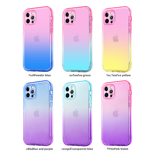 

Phone Case For Apple Back Cover iPhone 12 Pro Max 11 SE 2020 X XR XS Max 8 7 6 Shockproof Dustproof Translucent Color Gradient Transparent TPU