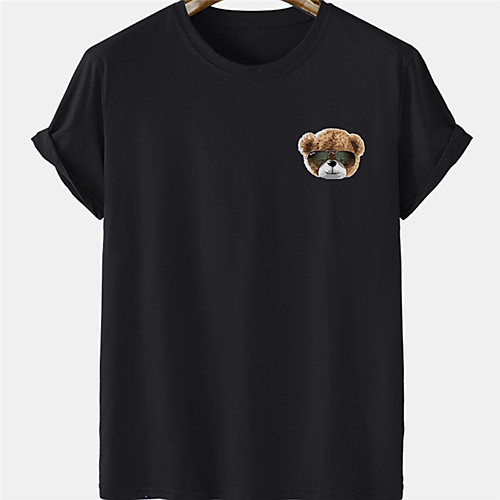 

Men's Unisex Tee T shirt Hot Stamping Graphic Prints Bear Plus Size Short Sleeve Casual Tops 100% Cotton Basic Designer Big and Tall White Black Blue