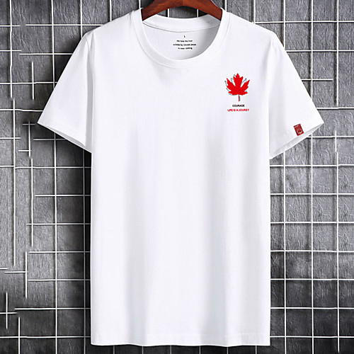 

Men's Unisex Tee T shirt Hot Stamping Graphic Prints Leaves Plus Size Print Short Sleeve Casual Tops Cotton Simple Basic Designer Big and Tall White Black Dark Gray