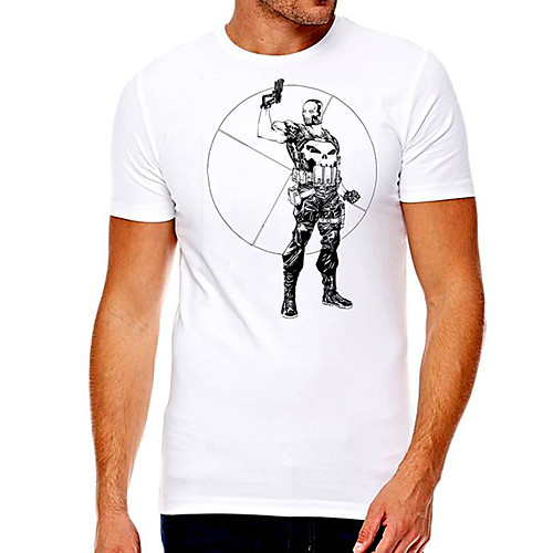 

Men's Unisex Tee T shirt Hot Stamping Cartoon Graphic Prints Plus Size Print Short Sleeve Casual Tops Cotton Basic Fashion Designer Big and Tall White