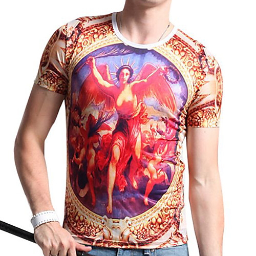 

Men's Unisex Tee T shirt 3D Print Graphic Prints Vintage Plus Size Print Short Sleeve Casual Tops Cotton Basic Designer Big and Tall Black / White Gray / Navy Red