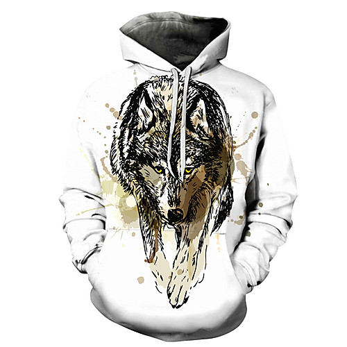 

Men's Unisex Plus Size Pullover Hoodie Sweatshirt Graphic Prints Wolf Print Hooded Casual Daily Holiday 3D Print Basic Designer Hoodies Sweatshirts Long Sleeve Blue Green Royal Blue