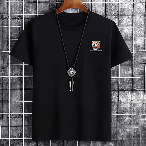 

Men's Unisex Tee T shirt Hot Stamping Graphic Prints Owl Animal Plus Size Print Short Sleeve Casual Tops Cotton Basic Fashion Designer Big and Tall White Black Khaki