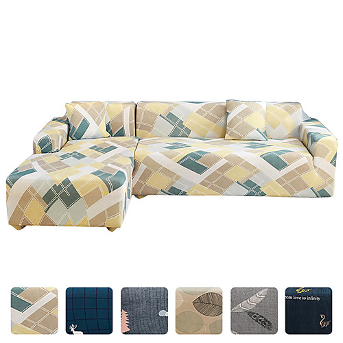 

High Quality Print Dustproof All-powerful Slipcovers Stretch L Shape Sofa Cover Super Soft Fabric Couch Cover Sofa Furniture Protector With One Free Boster Case