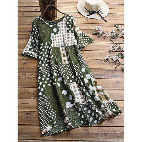 

spot 2021 new cross-border aliexpress wish amazon eaby hedging mid-length cotton and linen printed dress