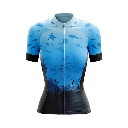 

21Grams Women's Short Sleeve Cycling Jersey Summer Spandex Polyester Blue Hawaii Bike Jersey Top Mountain Bike MTB Road Bike Cycling Breathable Reflective Strips Back Pocket Sports Clothing Apparel