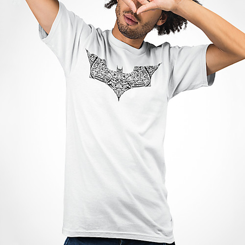 

Men's Unisex Tee T shirt Hot Stamping Graphic Prints Bat Plus Size Print Short Sleeve Casual Tops Cotton Basic Fashion Designer Big and Tall White
