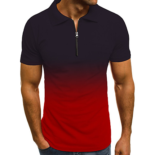 

Men's Golf Shirt Tennis Shirt Other Prints Gradient Print Short Sleeve Casual Tops Simple Blue Yellow Gray / Summer