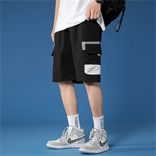 

Men's Shorts Cargo Shorts Shorts Pants Color Block Knee Length Black