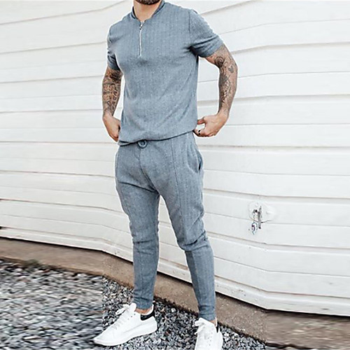 

Men's Sporty Casual / Sporty Breathable Soft Daily Weekend Pants Suit Pants Solid Color Full Length Drawstring Grey