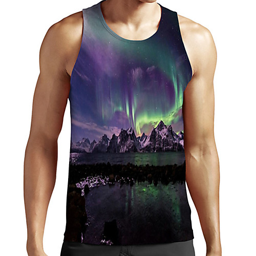

Men's Unisex Tank Top Undershirt 3D Print Scenery Graphic Prints Plus Size Print Sleeveless Casual Tops Basic Fashion Designer Breathable Purple