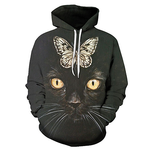 

Men's Unisex Plus Size Pullover Hoodie Sweatshirt Cat Graphic Prints Print Hooded Casual Daily Holiday 3D Print Basic Designer Hoodies Sweatshirts Long Sleeve Blue Blushing Pink Green