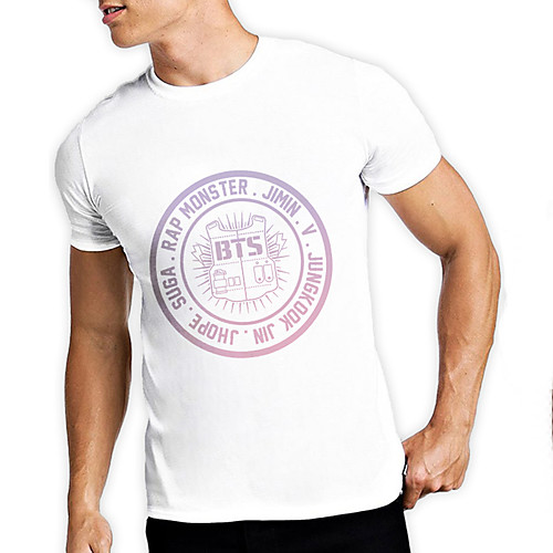 

Men's Unisex Tee T shirt Hot Stamping Circle Graphic Prints Letter Plus Size Print Short Sleeve Casual Tops Cotton Basic Fashion Designer Big and Tall White