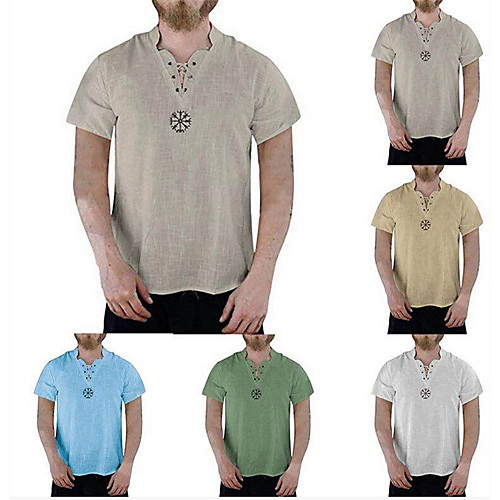 

Men's Shirt Solid Color Drawstring Long Sleeve Casual Tops Casual Fashion Breathable Comfortable White Green Beige