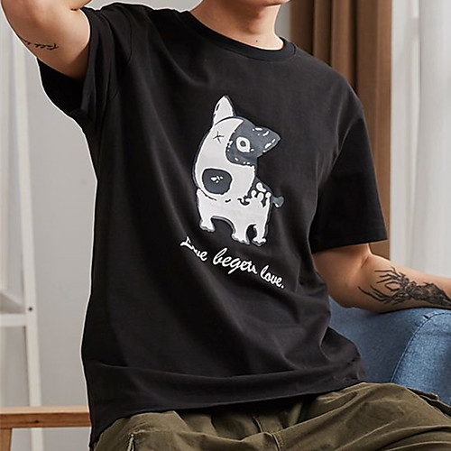 

Men's Unisex Tee T shirt Hot Stamping Dog Graphic Prints Plus Size Print Short Sleeve Casual Tops Cotton Basic Fashion Designer Big and Tall White Black