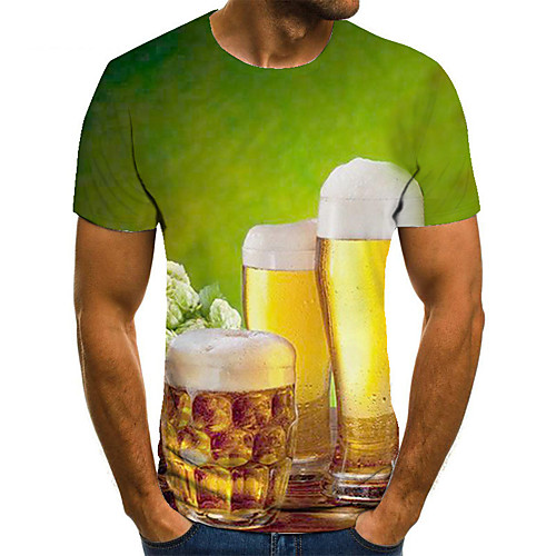 

Men's Unisex Tee T shirt 3D Print Graphic Prints Wine Glass Plus Size Print Short Sleeve Casual Tops Basic Fashion Designer Big and Tall Green