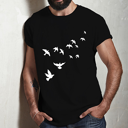 

Men's Unisex Tee T shirt Hot Stamping Graphic Prints Bird Plus Size Print Short Sleeve Casual Tops Cotton Basic Designer Big and Tall Black