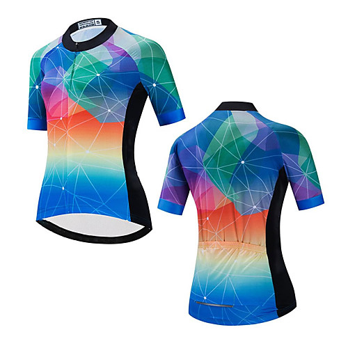 

21Grams Women's Short Sleeve Cycling Jersey Summer Spandex Polyester Green Rainbow Bike Jersey Top Mountain Bike MTB Road Bike Cycling Quick Dry Moisture Wicking Breathable Sports Clothing Apparel