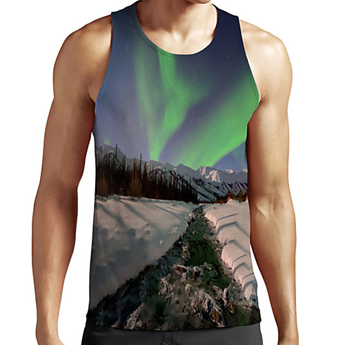 

Men's Unisex Tank Top Undershirt 3D Print Scenery Graphic Prints Plus Size Print Sleeveless Casual Tops Basic Fashion Designer Breathable Blue