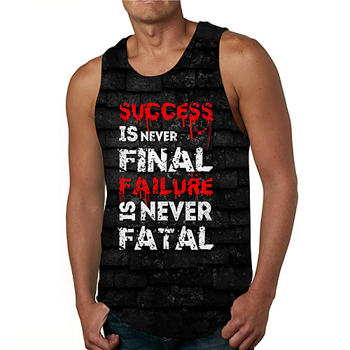 

Men's Tank Top Undershirt Hot Stamping Graphic Prints Letter Print Sleeveless Daily Tops Casual Designer Big and Tall Black