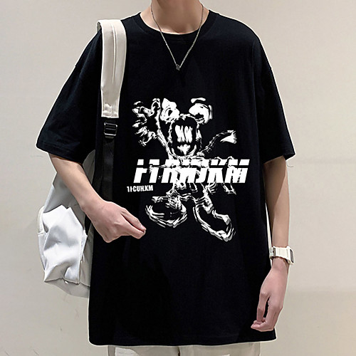 

Men's Unisex Tee T shirt Hot Stamping Graphic Prints Letter Plus Size Print Short Sleeve Casual Tops Cotton Basic Fashion Designer Big and Tall White Black Dark Gray