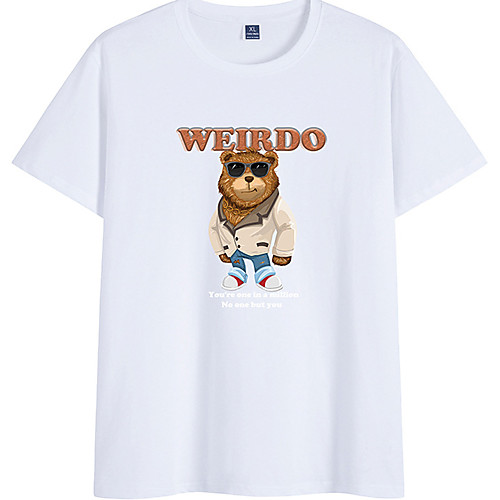 

Men's Unisex Tee T shirt Hot Stamping Graphic Prints Bear Plus Size Short Sleeve Casual Tops 100% Cotton Basic Vintage Designer Big and Tall White Black Red