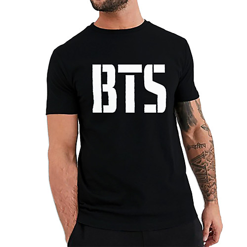 

Men's Unisex Tee T shirt Hot Stamping Graphic Prints Letter Plus Size Print Short Sleeve Casual Tops Cotton Basic Fashion Designer Big and Tall Black