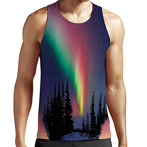 

Men's Unisex Tank Top Undershirt 3D Print Scenery Graphic Prints Plus Size Print Sleeveless Casual Tops Basic Fashion Designer Breathable Blue