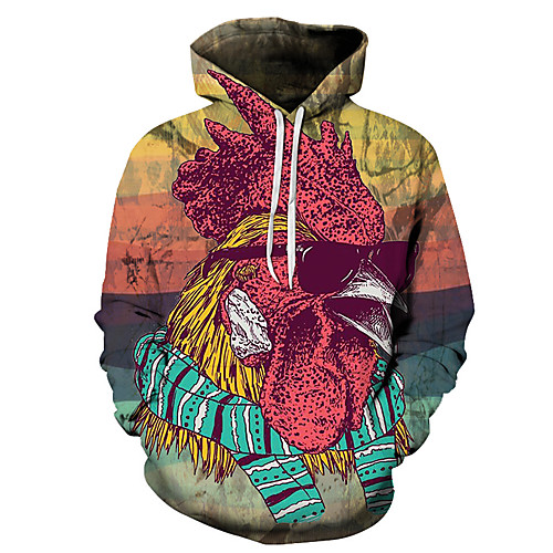 

Men's Unisex Plus Size Pullover Hoodie Sweatshirt Graphic Prints Chicken Print Hooded Casual Daily Holiday 3D Print Basic Designer Hoodies Sweatshirts Long Sleeve Yellow White Red